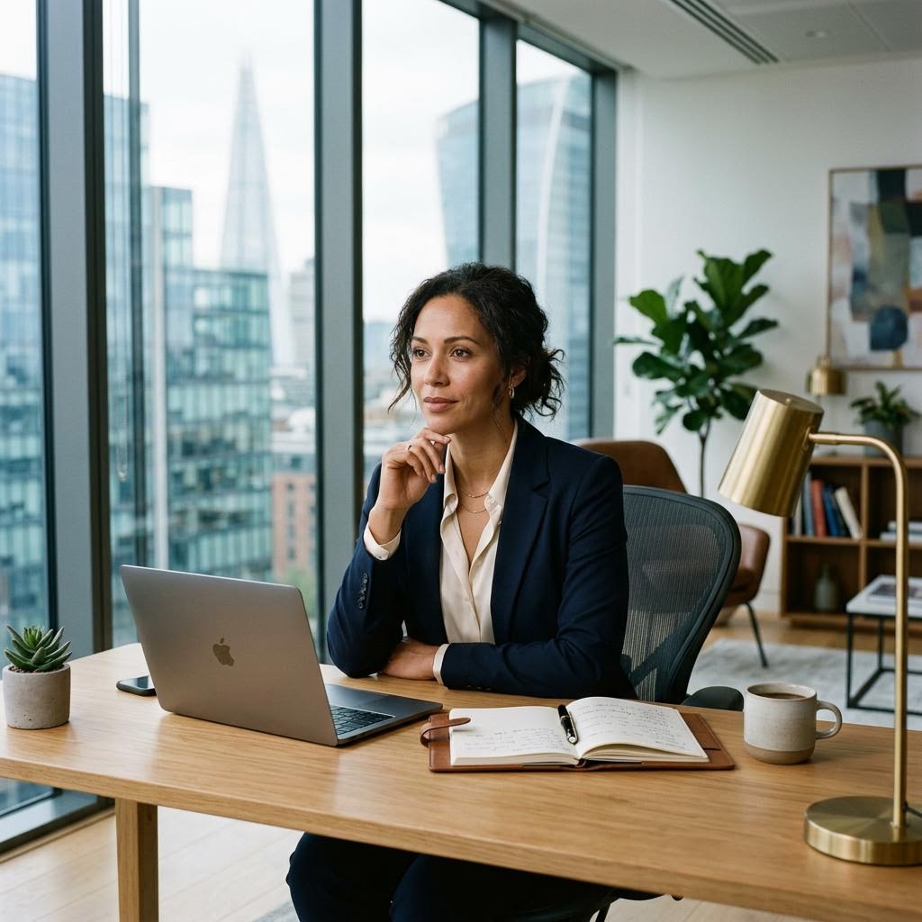 A professional reviewing business information.