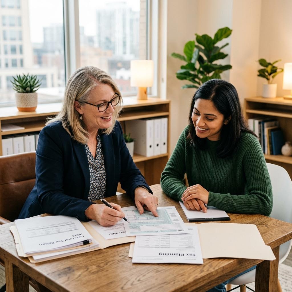 Tax advisor helping an individual client